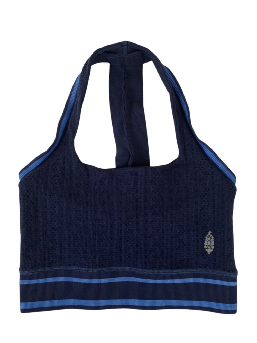 Free People FP Movement Advantage Navy Blue Halter Neck Crop Top Womens M/L